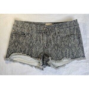 ROXY Denim Short Shorts Women Teen 9/29 Grey Native Distressed Low Rise Raw Hem
